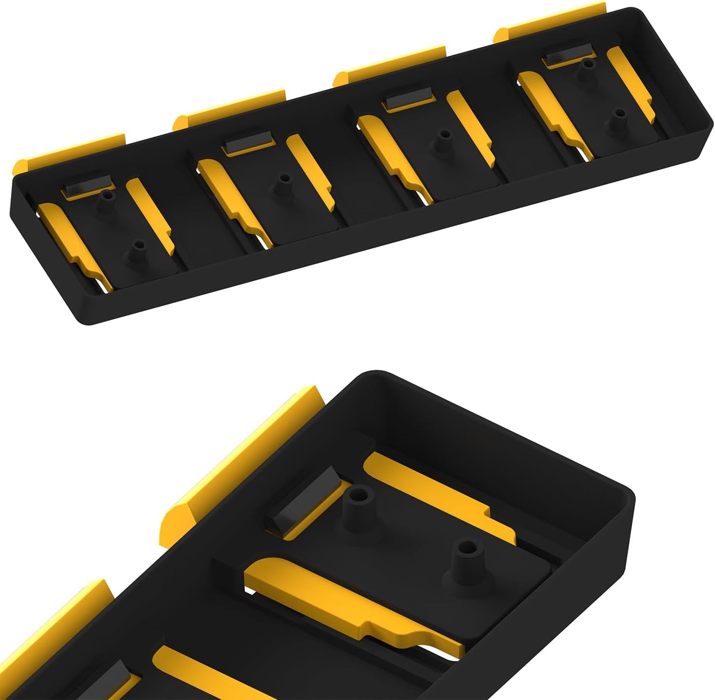 Battery Rack Compatible with DeWalt 20V Battery Holder, Mount 4 Slot Bulk Battery Garage Tool, Tools for Dewallt 20v, Wall Display Hook Holder (Black-4pc)