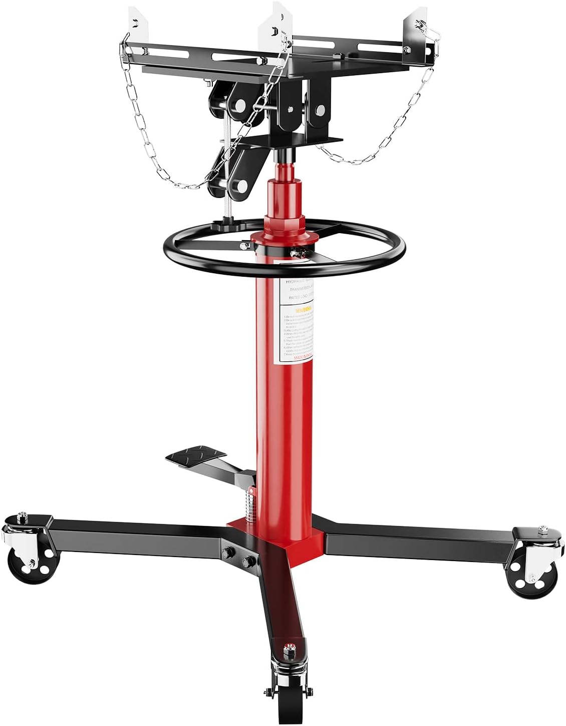 Garvee 1322lbs Transmission Jack, Hydraulic Telescoping Transmission Jacks, 34.3"-68.5" High Lift, 2-Stage Transmission Floor Jack Stand 3/5 Ton Capacity with Foot Pedal, 360° Swivel Wheel