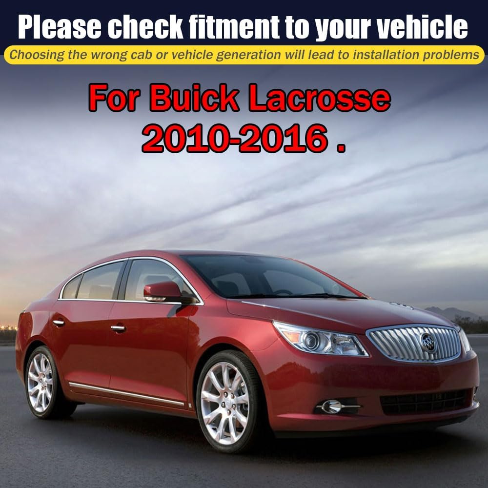 Rain Guards for Buick Lacrosse 2010-2016, Tape-on Side Window Deflectors for Buick Lacrosse, Window Visors for Buick Cars, Car Accessories 4 Rain Guards ＆ 2 Car Coasters