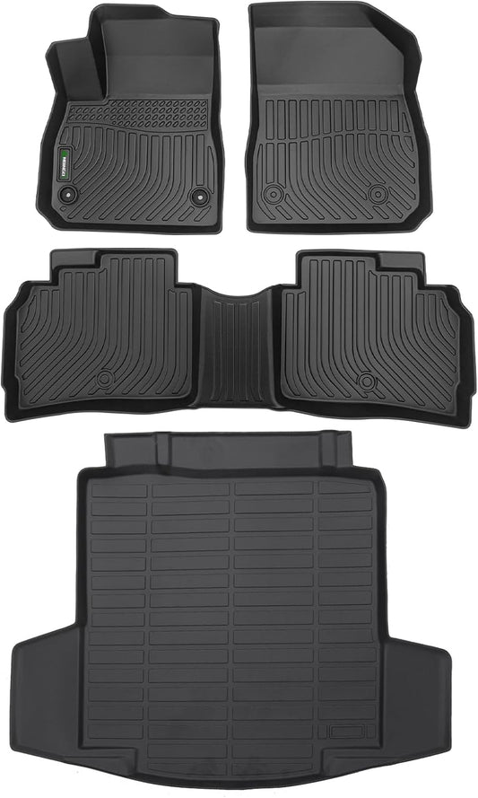 ANBINGO-Floor Mats & Cargo Liner Set Fit for 2016-2024 2025 Chevy Malibu All Weather Protection TPE Anti-Slip Automotive Full Set Floor Liners Custom Chevy Malibu Floor mats Accessories - Black
