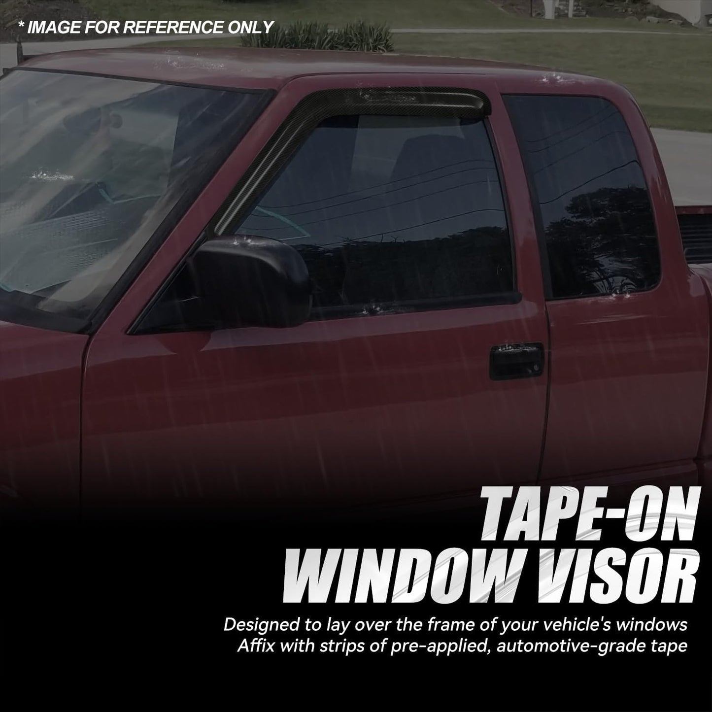 Auto Dynasty 2Pcs Carbon Fiber Pattern Window Visors Compatible with 1994-2003 Chevy S10 Blazer GMC Sonoma Jimmy, Tape-On Front Window Deflectors Rain Guards Sun Wind Air Side Vent Shade, Glossy Black