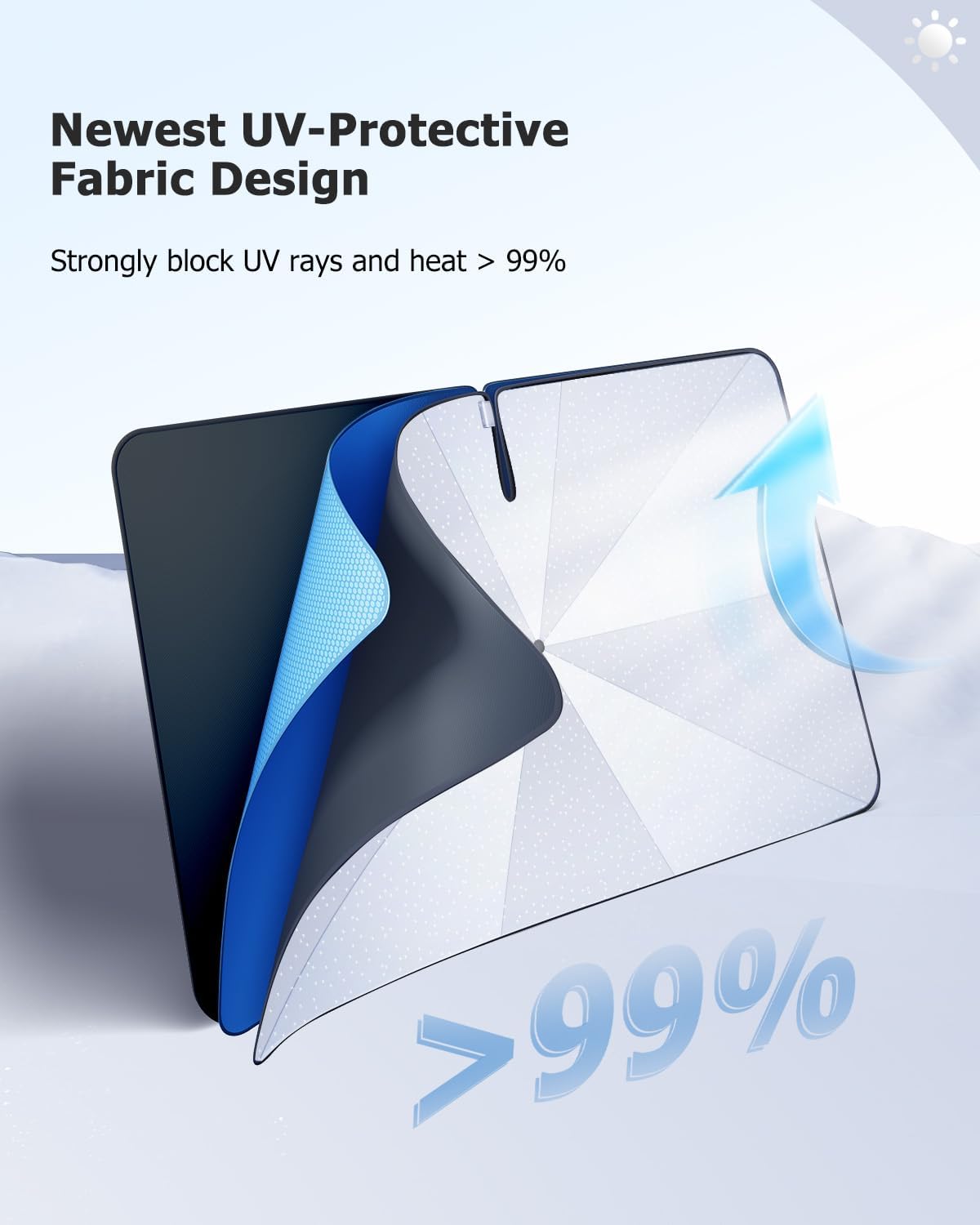 2025 Upgrade Car Windshield Sun Shade Windshield Sunshade Umbrella [Star Fabric] Protect Car from Sun Rays&Heat Damage Keeps Vehicle Cool, Spring Structure Edge Fits Sedans,SUVs,Trucks,Hatchbacks (S2)