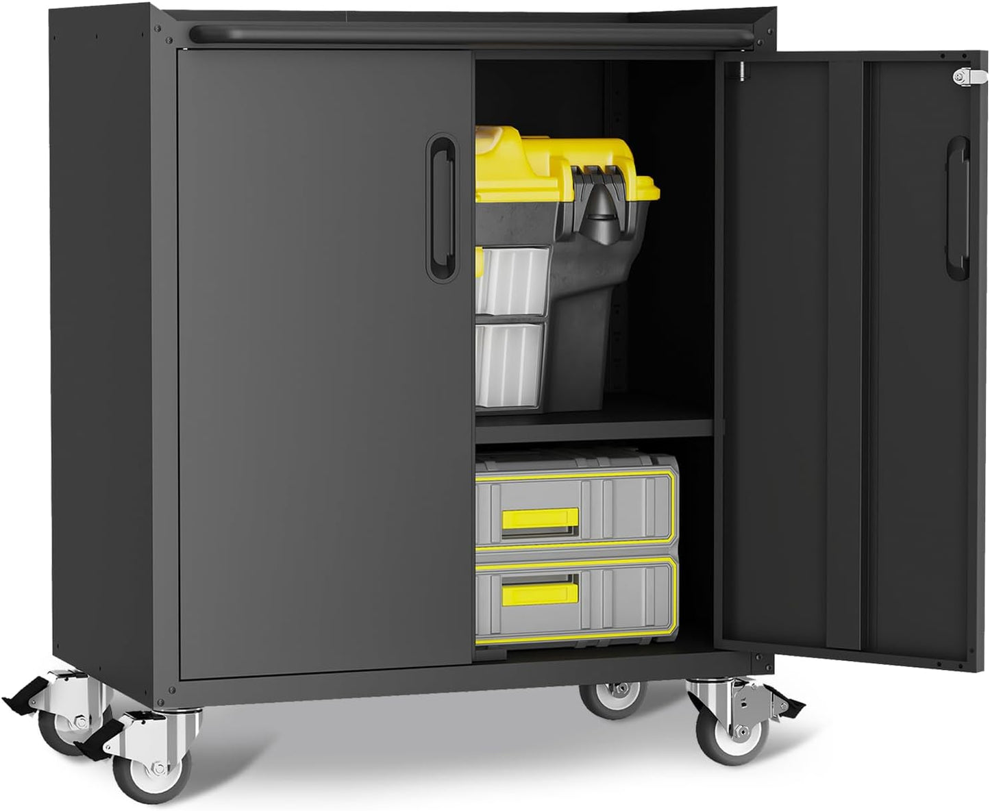 Metal Garage Storage Cabinet with Wheels,Locking Rolling Tool Cabinet with Drawers and Shelves for Home, Office, Garage & Workshop