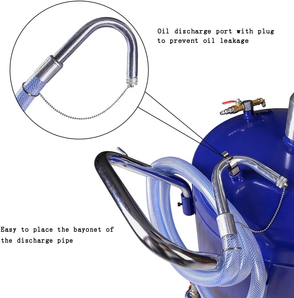 redsun 30 Gallon Waste Oil Drain Tank, Air Operated Oil Drain Container for Quick Fluid Change, Adjustable Funnel Height (53"-80") with Wheels – for Waste Oil Removal in Auto Shops, Garages