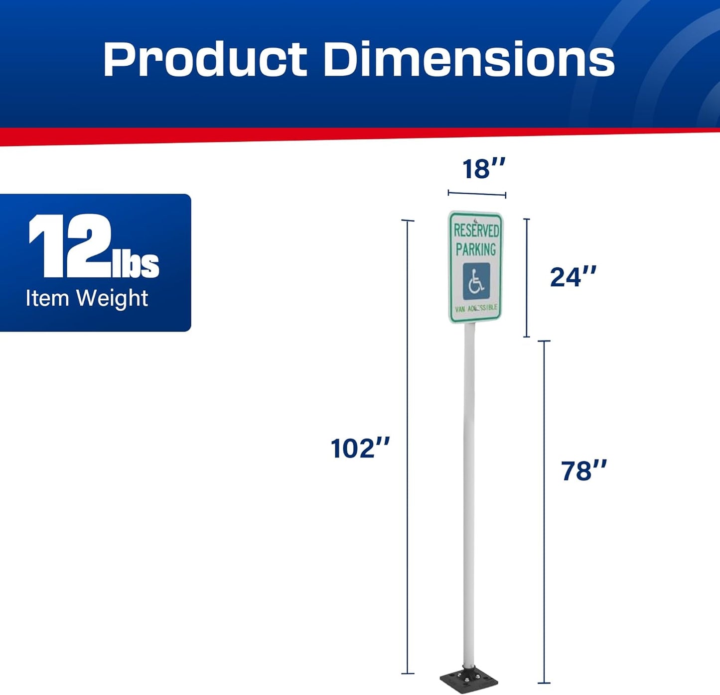 Impact Recovery - Sta-Rite Flexible Sign Post - Sign Holder - Handicap Parking Signs - Made in the USA - 102” Van Accessible Signage