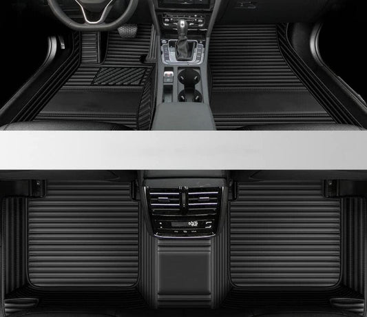 Custom All-Weather Protection Leather Car Floor Mats for Cars Sedan SUV Sports Car Waterproof Floor Mat (3D Black)