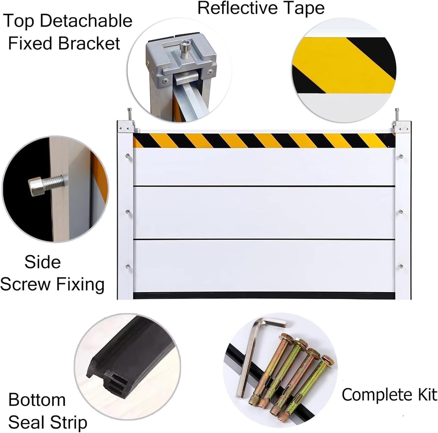 Reusable Heavy Duty Aluminum Flood Barriers for Home Exterior, Flood Protection Barriers Water Barrier Door Quick Detachable Garage Doors Detachable Mobile Rain Water Baffle ( H 39.4 inch L 8.5FT)