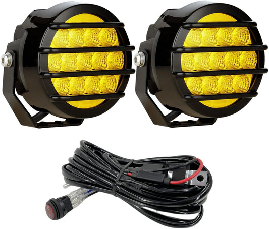 BIGLION.X 3.7 Inch 130W Amber Fog Lights Yellow Round Offroad Fog Lights Super Bright 12800LM Driving Fog Lights Bumper Fog Light Pods Waterproof 12/24V for Trucks 4x4 SUV ATV UTV Car