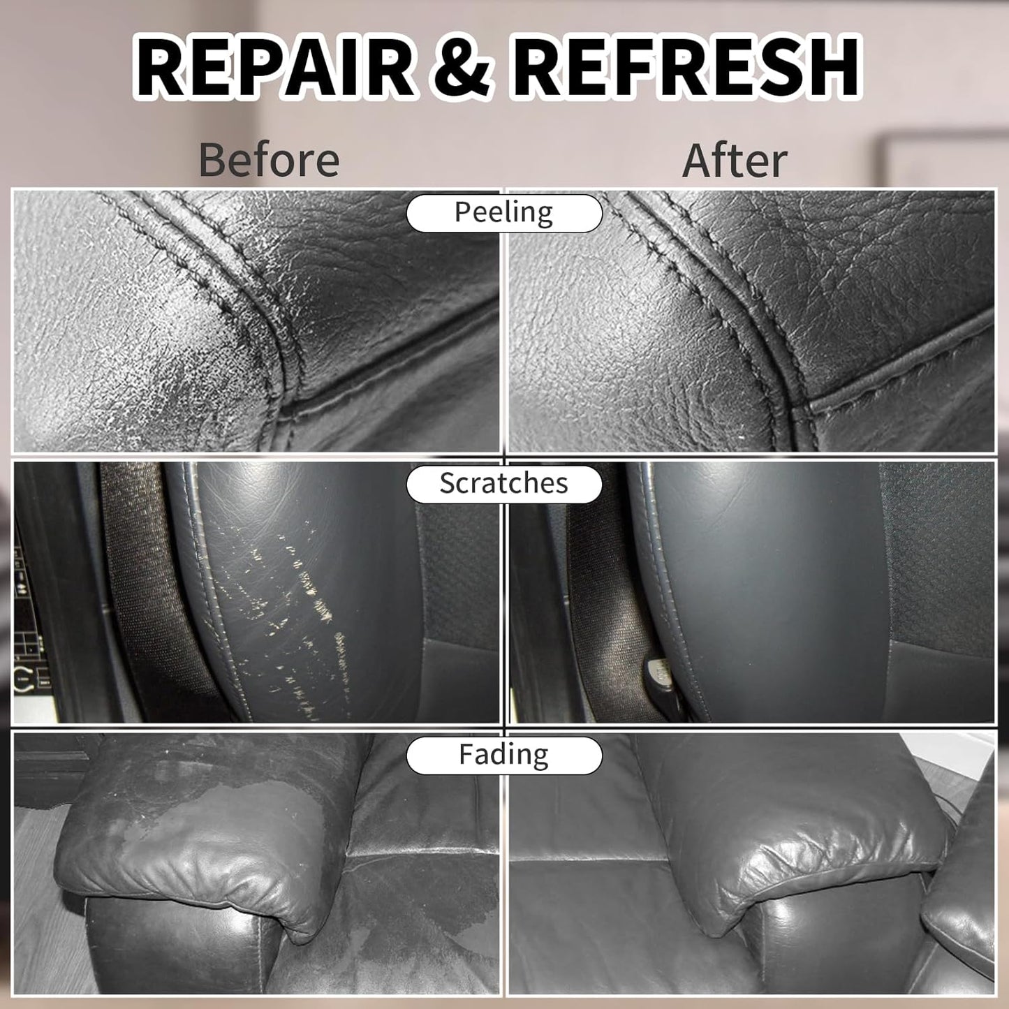 8.5oz Leather Recoloring Balm with 100ml Mink Oil,Dark Gray Leather Repair kit for Furniture and Car Interior,Leather Couch Scratch Repair,Leather Dye Paint,Mink Oil for Leather