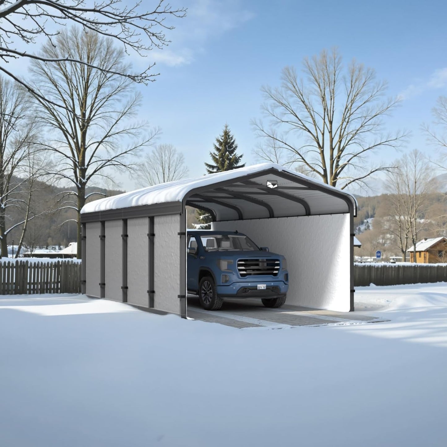 Metal Carport,Carport Canopy 12x20 Heavy Duty All Weather,Car Tent Garage with Galvanized Metal Roof,Metal Car Port for Snow,Outdoor Car Shelter