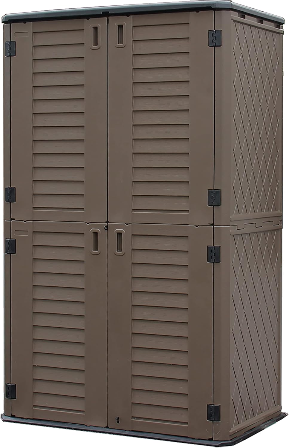 Sheds & Outdoor Storage, 52 Cu.ft Vertical Storage with Floor, Cabinet Waterproof for Garage Pool Bike Shed, Garden , Coffee Brown