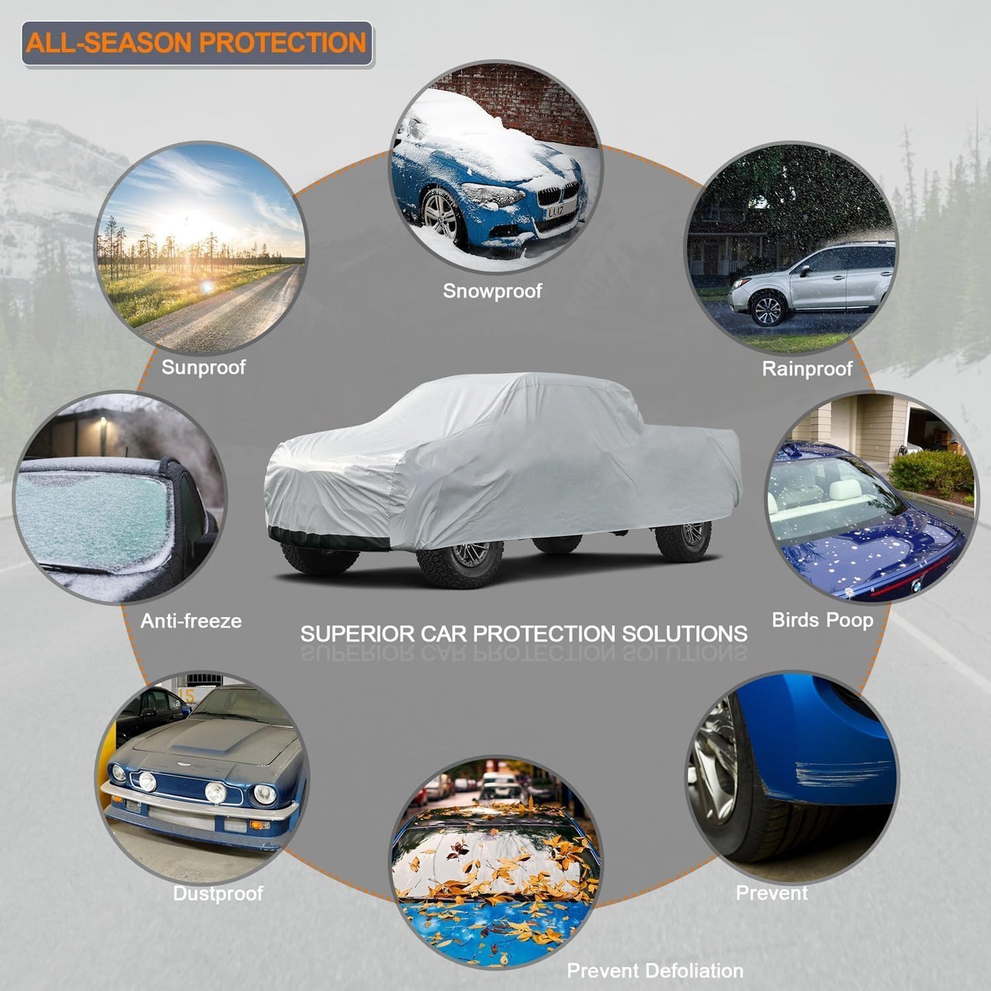 Kayme 6 Layers Truck Cover Waterproof All Weather, Heavy Duty Outdoor Pickup Cover Sun Uv Rain Protection, Universal Fit for Chevy C10 S10, Ford F100 Ranger Maverick,etc (Length Up to 210 inch) M