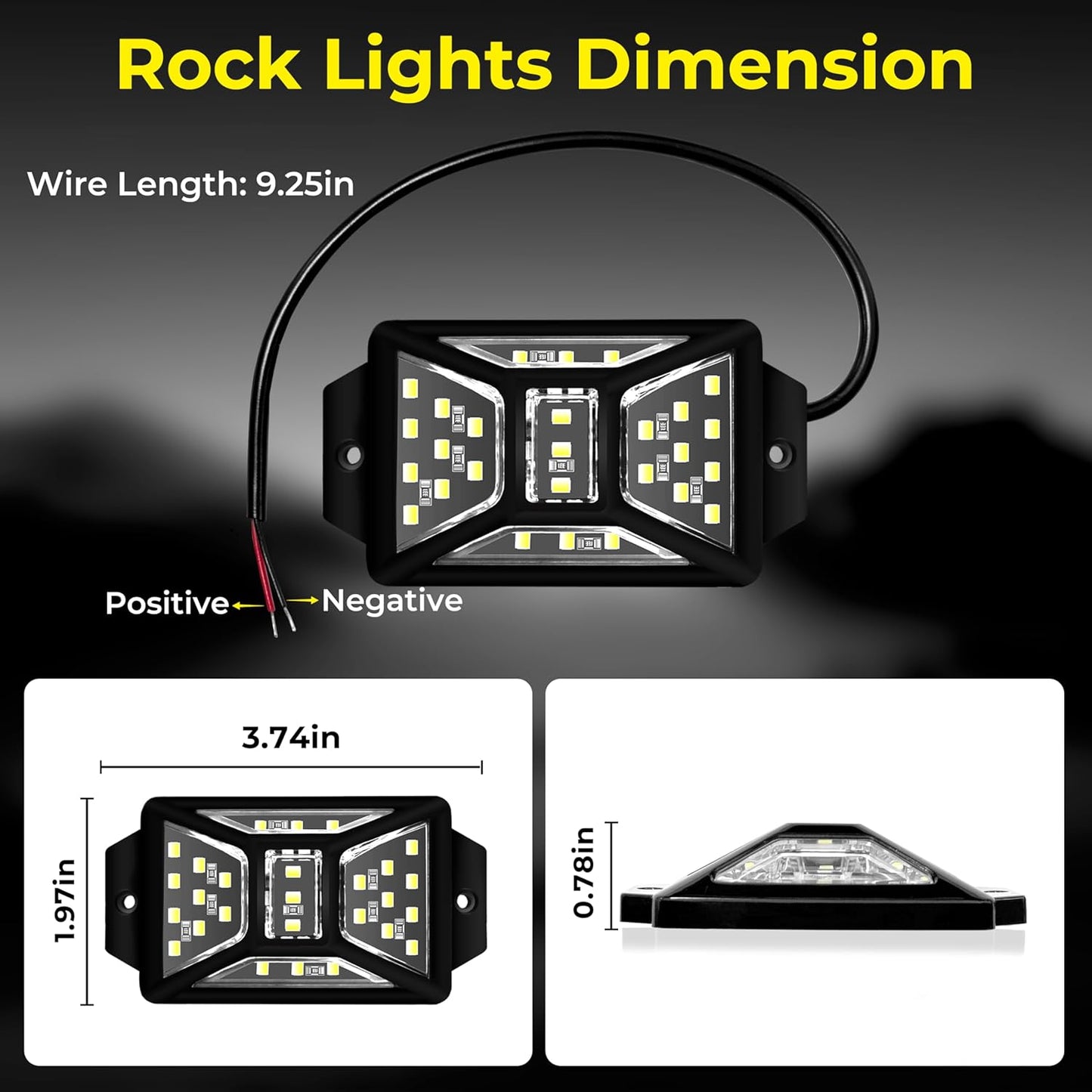 12 Pods 324 LED White Rock Lights with 11yd/10M Extension Wire, 6000K Super Bright Underglow Light, Waterproof IP67, 360° Full Angle Illuminate Rock Lights for Trucks Jeep UTV ATV SUV Boats