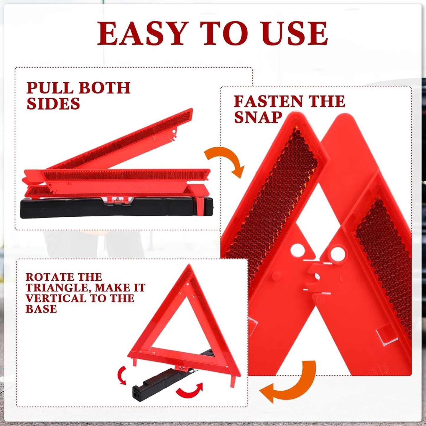 Kanayu Warning Triangle DOT Approved Foldable Emergency Safety Triangles Reflective Road Safety Triangle with Carrying Case Heavy Base Roadside Safety Warning Sign for Car Truck(18 Pcs)