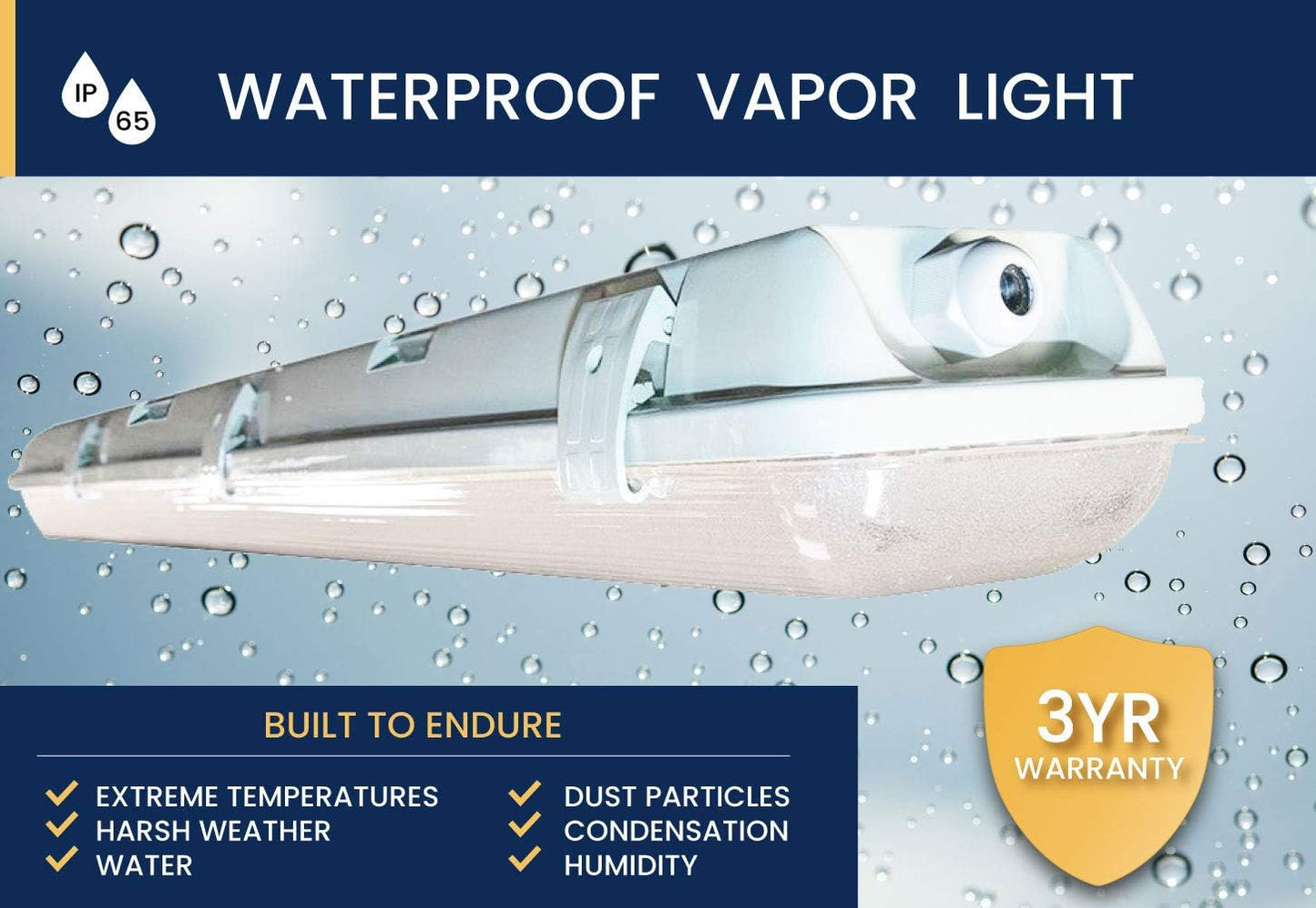 4 FT 6500K 72W LED Vapor Tight Lights | Commercial Indoor/Outdoor Hardwired IP65 Waterproof Fixtures | 8000 Lumens | Detachable LED Strips (2-Pack)