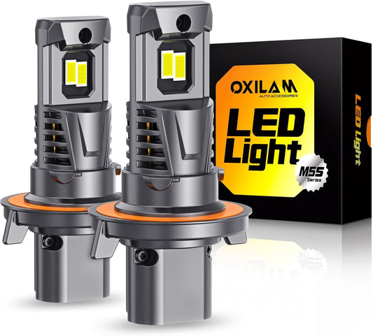 OXILAM H13 9008 Light Bulbs, 30,000LM 800% Ultra Brightness, 6,500K White Fog Bulb, 1:1 Size as Stock Bulb, Plug and Play Halogen Replacement, 2 Pack