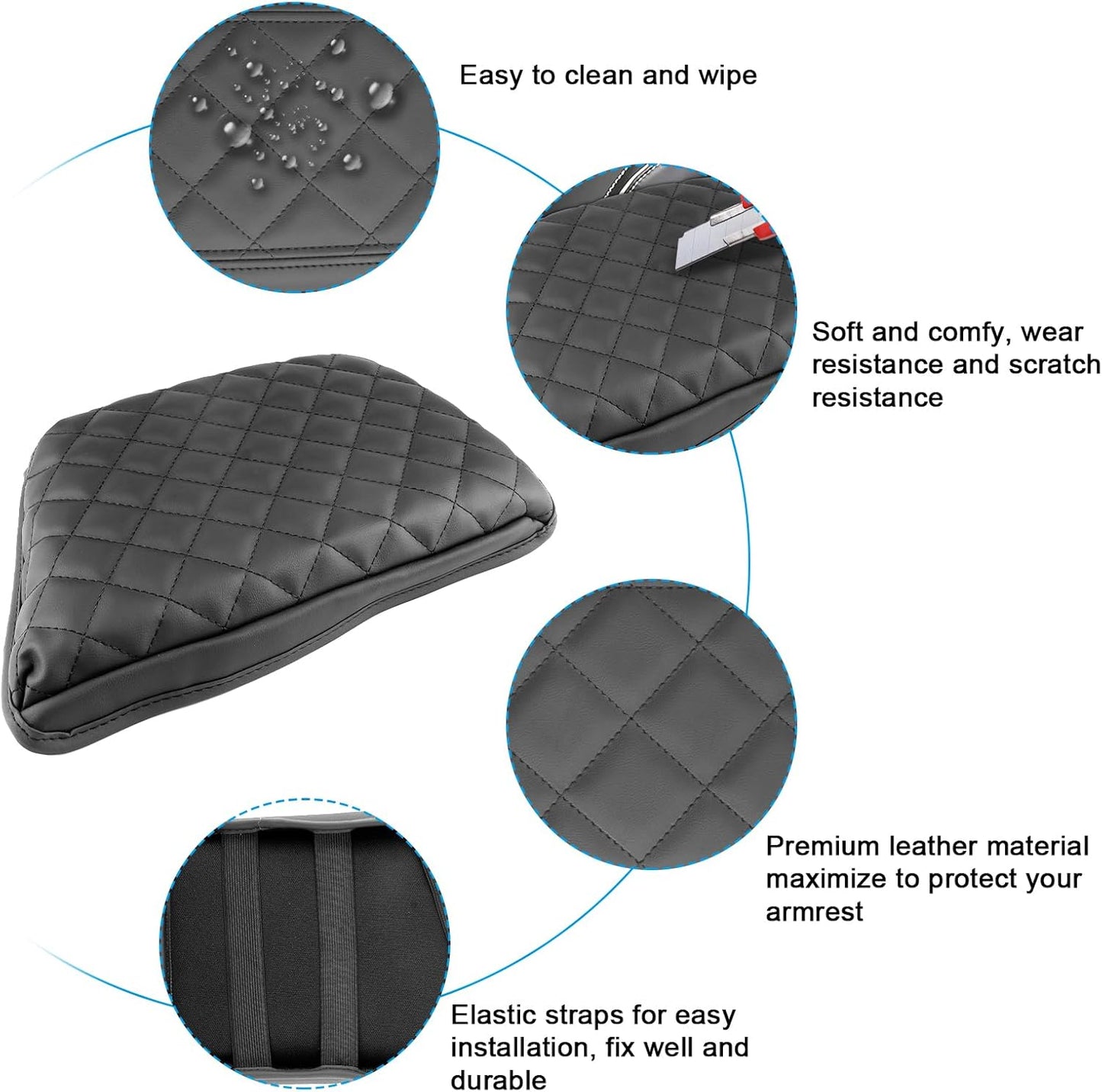 SXCY for 2025 Volvo XC60 Armrest Cover [Add Pad] for Volvo XC60 2018-2025 Accessories 2025 XC60 Center Console Cover 2025 XC60 Middle Console Cover (Black Checkered Pad)