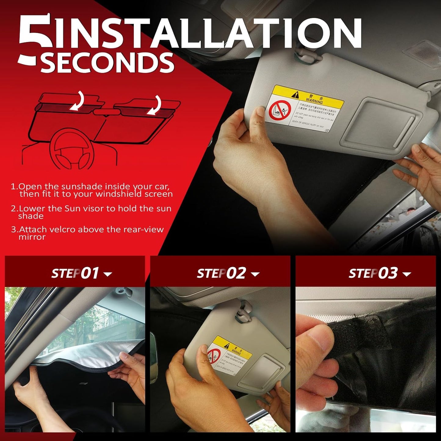 KAYZT Windshield Sun Shade for 2013-2016 Mazda CX5 Foldable Sunshade Front Window Custom Fit Car Accessories