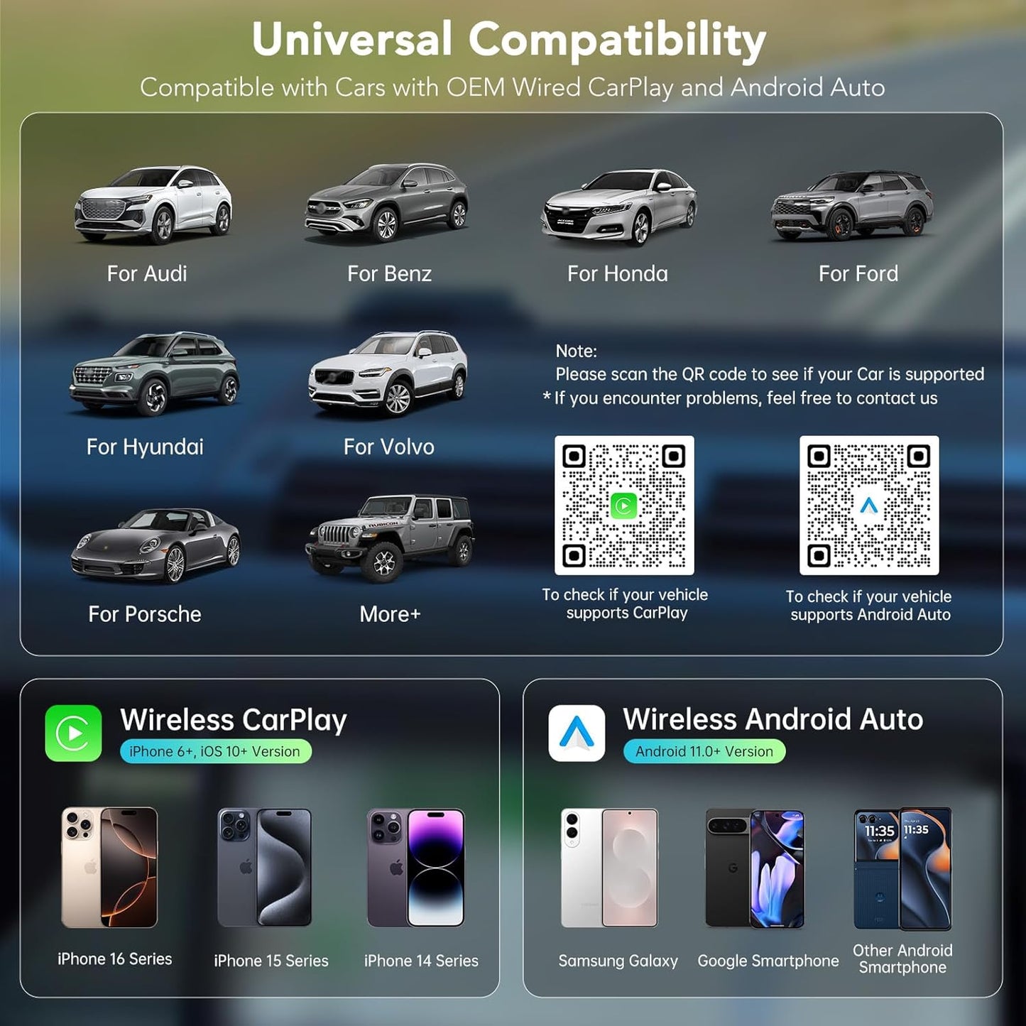 Wireless CarPlay Adapter 2025, Convert Wired to Wireless CarPlay Adaptor for Apple, Compatible with Cars with Factory Wired CarPlay for iPhone & Android with USB/USB-C Port (Light Grey)