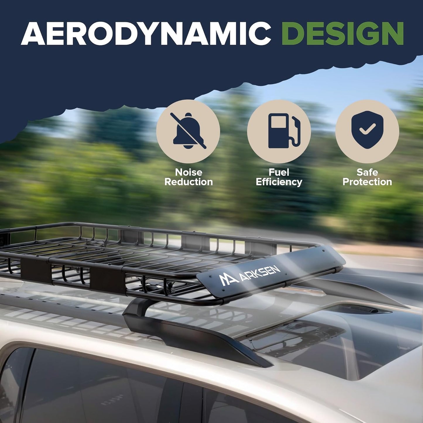 ARKSEN 64 x 39 x 4 Inch Upgrade Universal Roof Rack with Waterproof Bag - 150Lbs Capacity Heavy Duty Rooftop Cargo Carrier with Extension for Car, SUV & Pickup