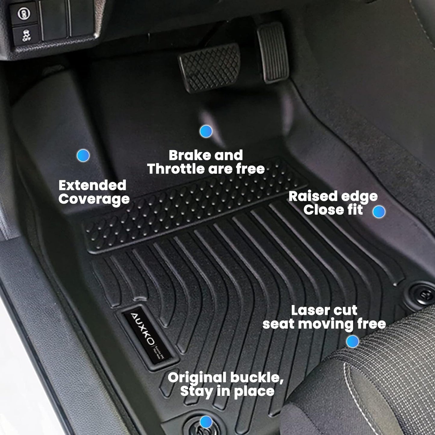 AUXKO All Weather Floor Mats for Honda Civic 2022-2025 2026 Sedan Hatchback Si(Include Sport|2nd Row with&w/o USB Port|Not for Hybrid) Acura Integra 2023-2025 Liners All Season Odorless Anti-Slip