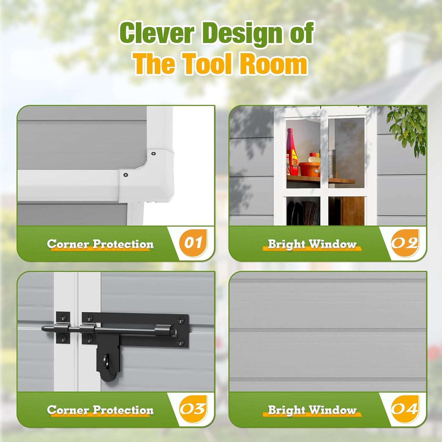 Greesum 5' x 4' Resin Weather Resistant Outdoor Storage Shed with Floor for Garden,Backyard,Pool Tool, Light Grey