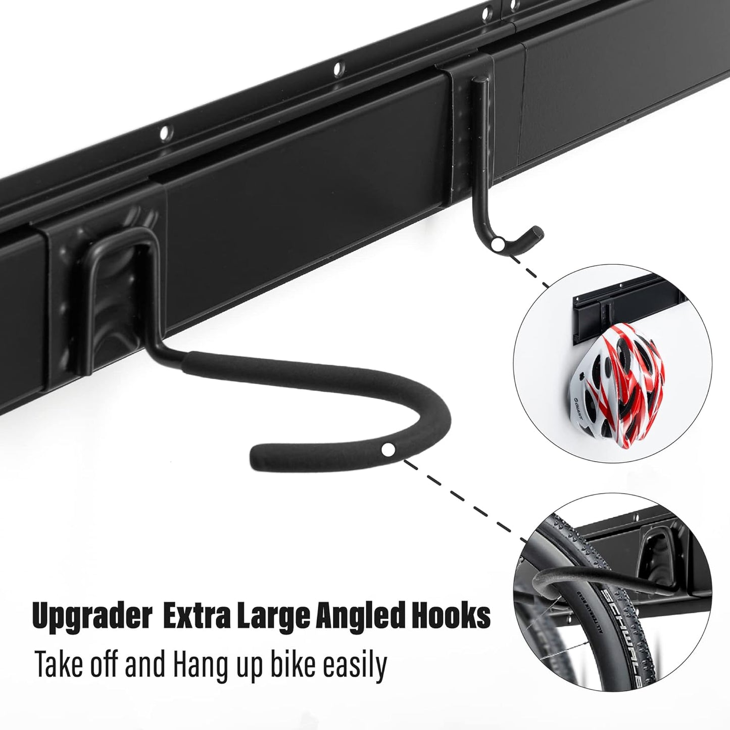 Sinoer Bike Storage Rack 6 Bike Wall Storage Rack and 3 Helmets, Heavy Duty Powder Coated Steel, Bike Rack Holds up to 66lbsfor Mountain Bikes, Multiple Bicycles,Road Bikes