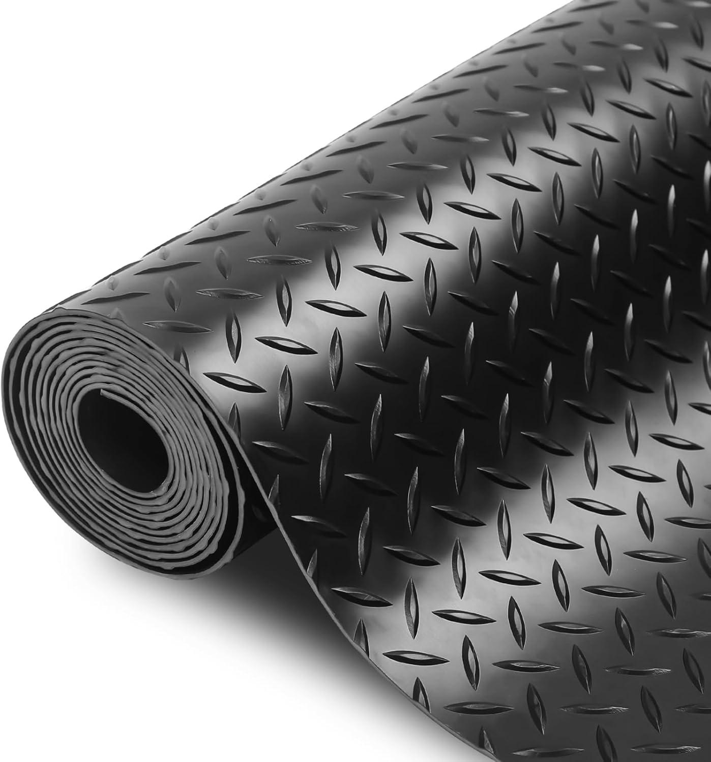 SEAL 6 x 10 Ft Premium Garage Floor Mat, Solid 2.8mm Thickened Black Commercial Grade Heavy Duty Parking Mat for Garage Floor, Golf Cart, Water/Stain Resistant Floor Runner (Embossed Diamond Plate)