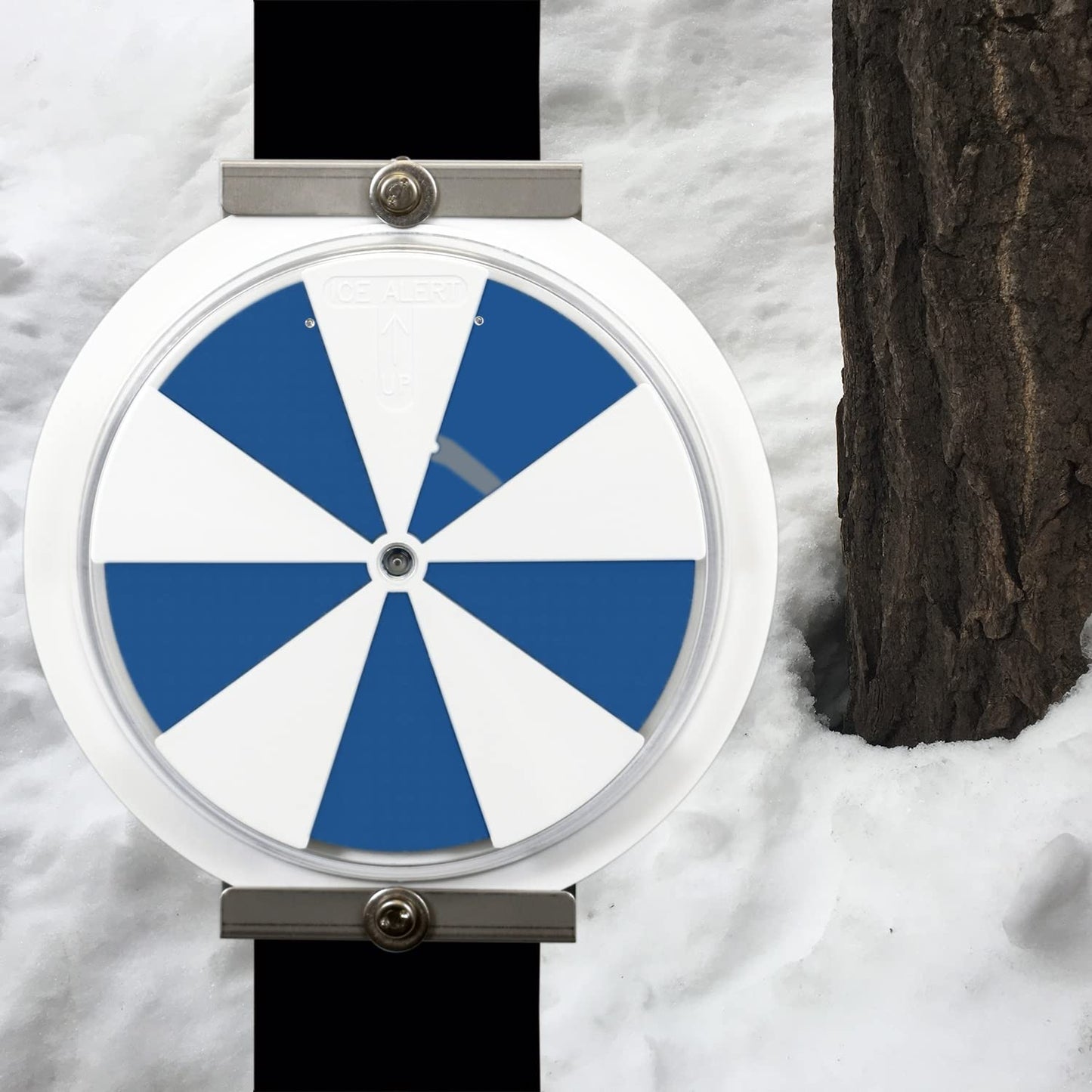 SmartSign Ice Alert Indicator Sign - 6 inch Diameter, Temperature-sensitive Mountable Roadway Reflector, Medical Grade Polycarbonate, Grey, Blue and White, Made in USA