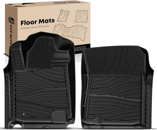 YHTAUTO Floor Mats Fit 2012-2021 Toyota Tundra CrewMax/Double Cab, TPE All Weather Car Mats Waterproof Anti-Slip Odorless Floor Liner, Interior Car Accessories Front Liner