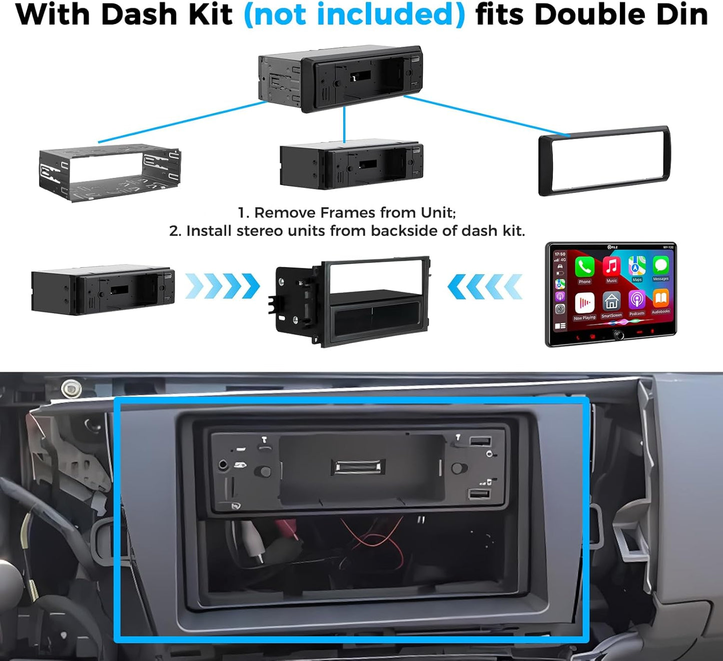 PLZ Single Din Car Stereo Wireless Apple Carplay Android Auto Radio, 10.1" Car Play Touch Screen, Bluetooth 5.3 Car Audio Receiver, 4.2 Channel 240W, Subwoofers, Backup Camera, Navigation, FM/AM, SWC