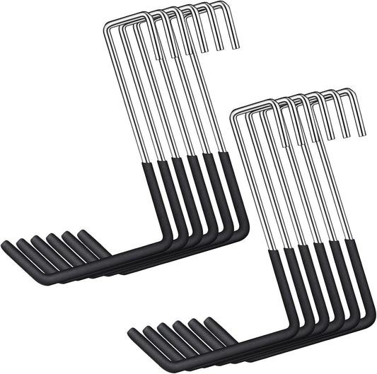 12 Pack Heavy Duty Rafter Hooks for Hanging Vinyl Coated Large S Hooks for Hanging Ladder Bike Hangers Garage Storage Organizer Black