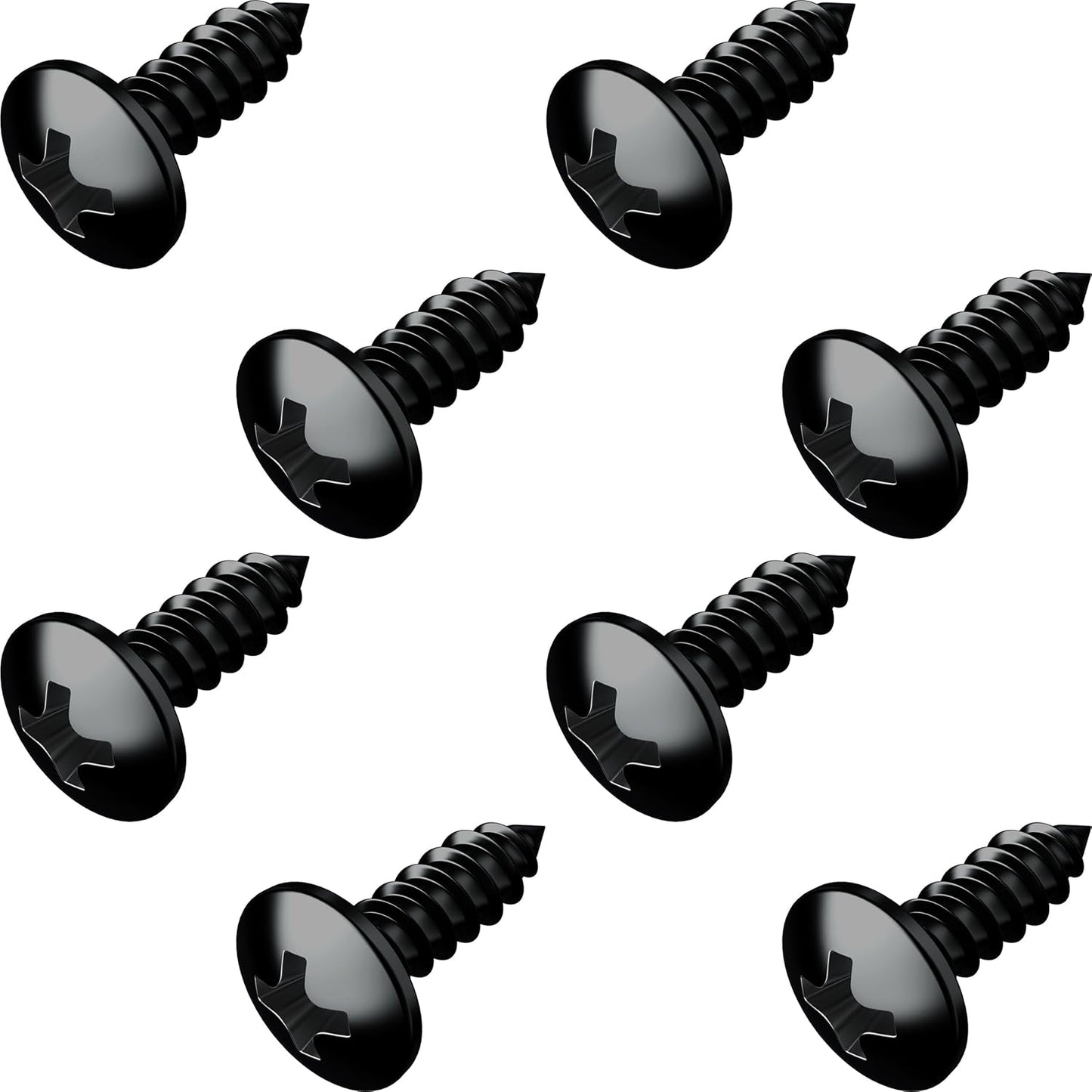 Black Oxide Stainless Steel License Plate Screws for License Plates, Frames, Covers- RustProof Licence Plate Screw Set for Front/Rear - Compatible w/Buick Cadillac Chevrolet GMC (Pack of 8)
