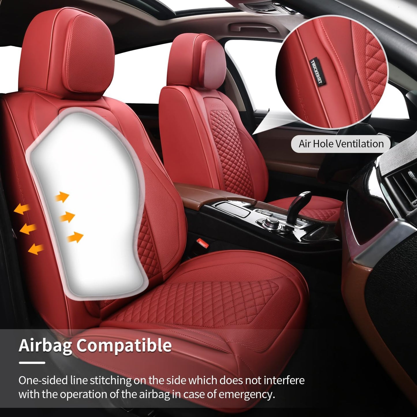 Car Seat Covers Full Set Leather Seat Covers Automotive Seat Covers Universal Car Seat Cover for Most Cars Burgundy