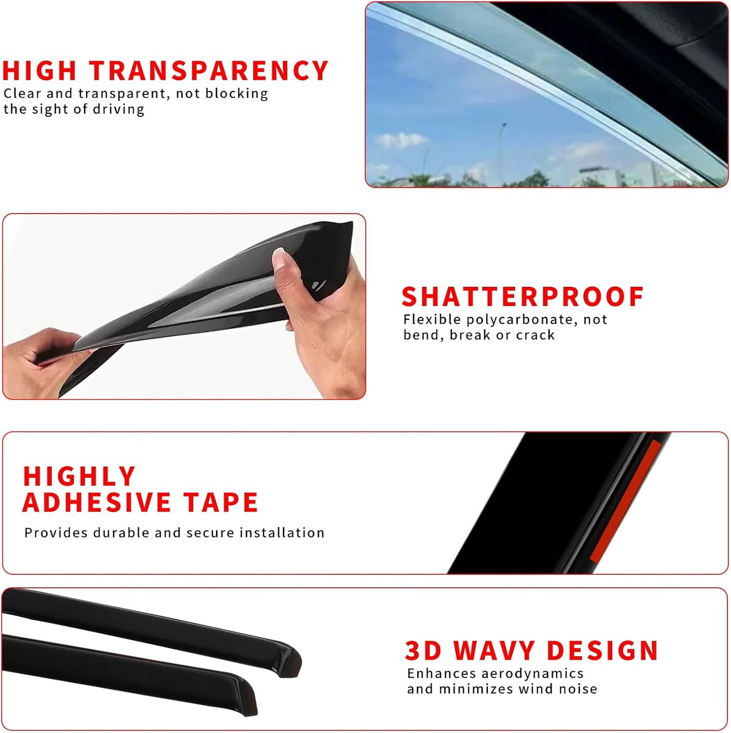 in Channel Window Visors for Ford Explorer 2020 2021 2022 2023 2024 2025, Durable Rain Guards, Vent Window Visors Shades, Wind Deflectors for 20-25 Explorer, 4PCS