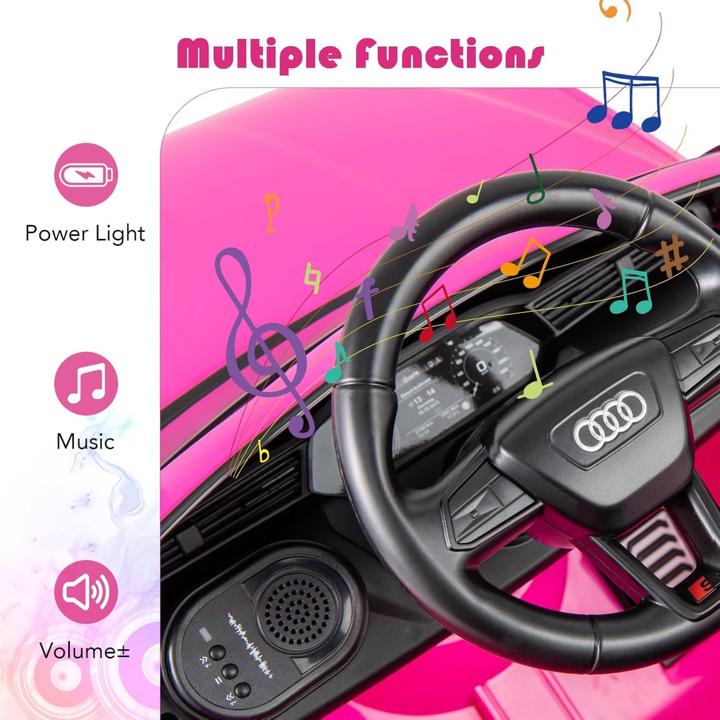 Licensed Audi SQ8 Ride on Car by OLAKIDS, 12V Kids Electric Vehicle with Remote Control, Toddlers Battery Powered Toy with 3 Speeds, Wheels Suspension, Music (Pink)