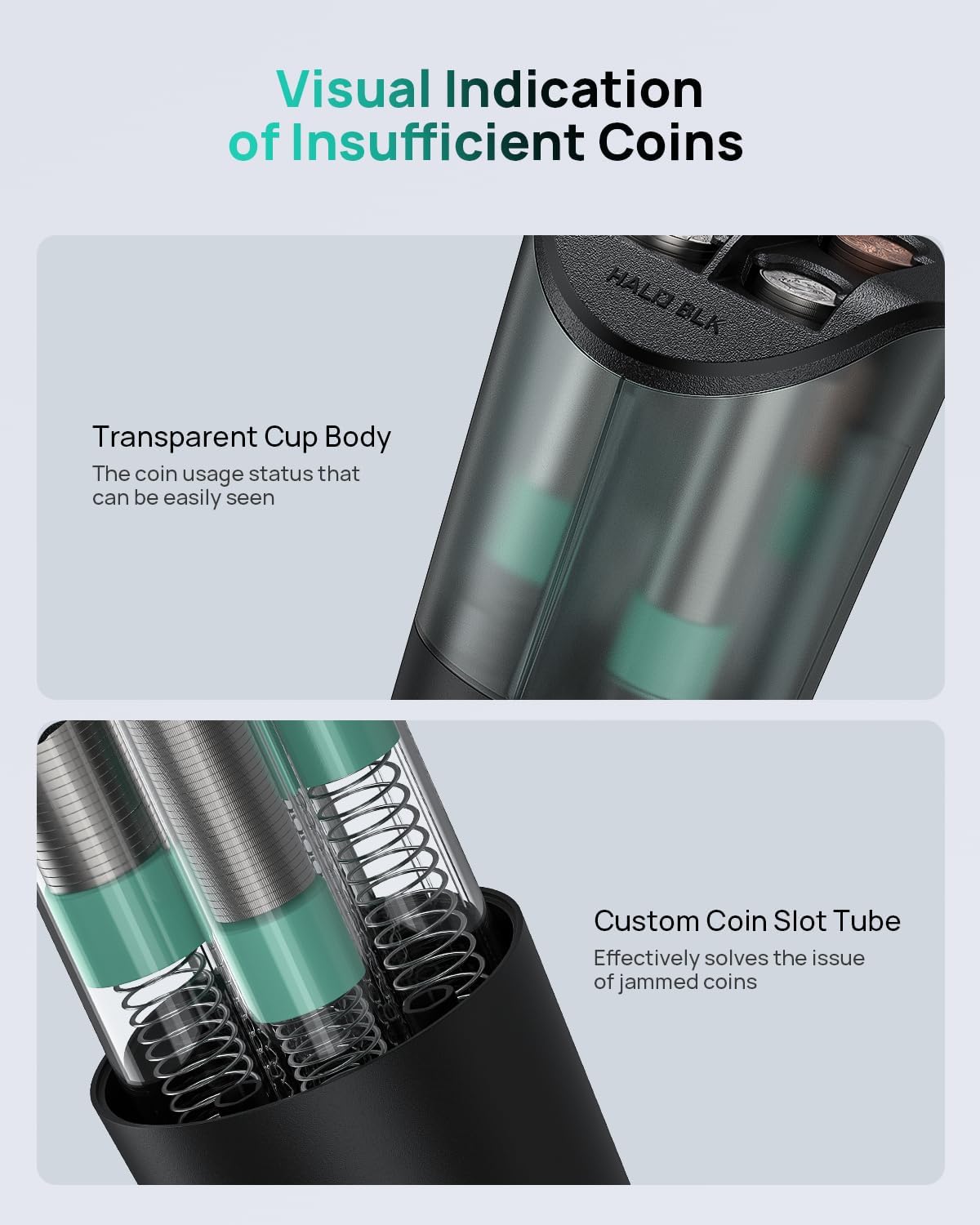 HALOBLK Large Capacity Coin Holder for Car Change Organizer, Compatible with Most Vehicles & Trucks, Black (1 Pack)