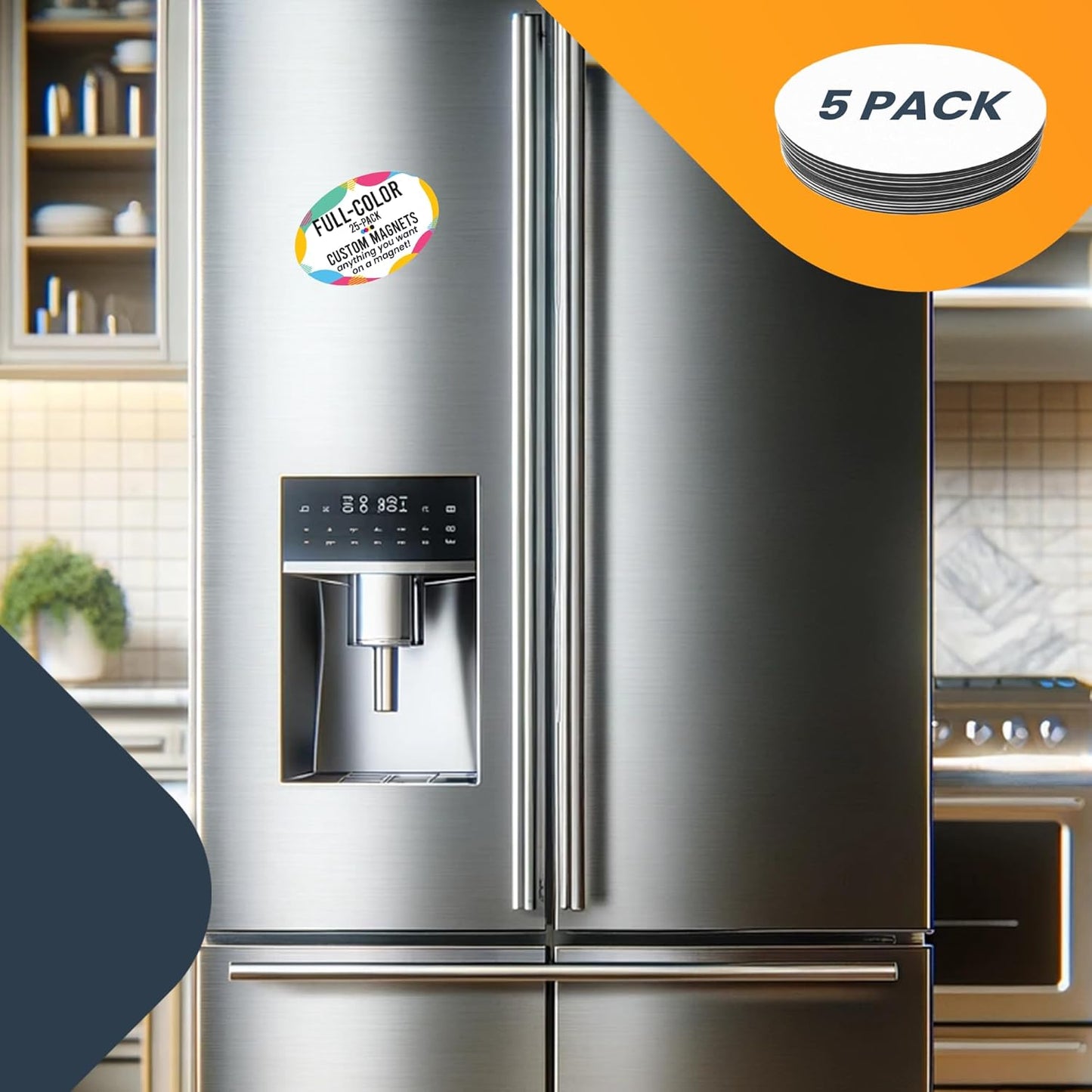 Magnet Me Up Custom 4x6 Inch Oval Magnet, 5 Pack, Customizable for Businesses, Personal Use, Choose Your Text, Upload Image, Magnetic Vinyl for Vehicles and Any Magnetic Surface, Crafted in USA