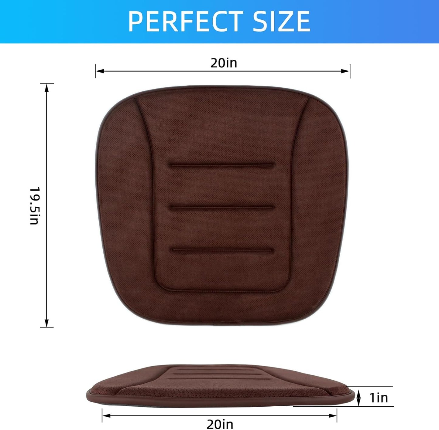 KAYI Car Seat Cushion, Memory Foam Car Seat Cushion, Anti Slip Rubber Bottom Car Seat Cushions for Driving, Suitable for Car and Office Chairs (Brown)