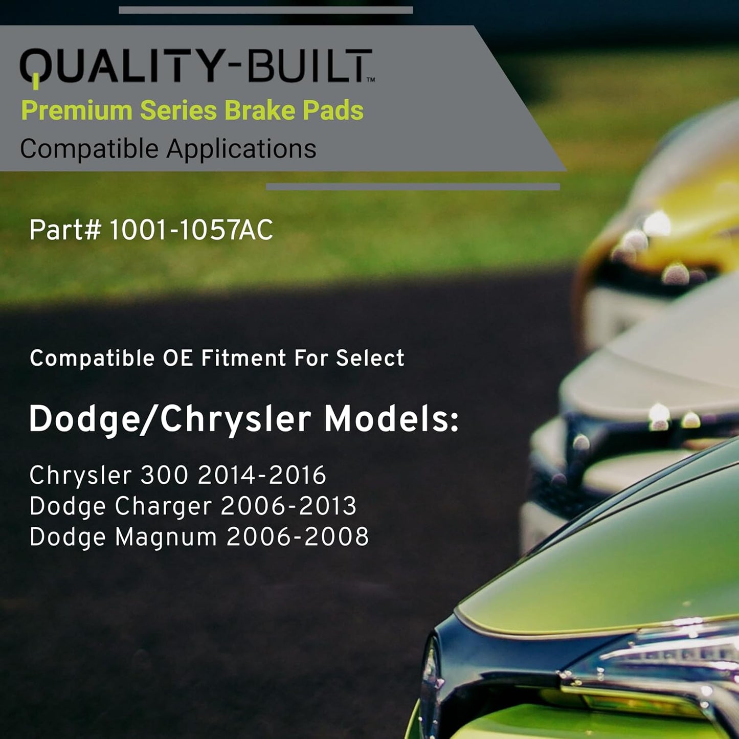 Premium Ceramic Rear Brake Pads (1001-1057AC) Compatible with Chrysler 300 2014-2016, Dodge Charger 2006-2013, Dodge Magnum 2006-2008