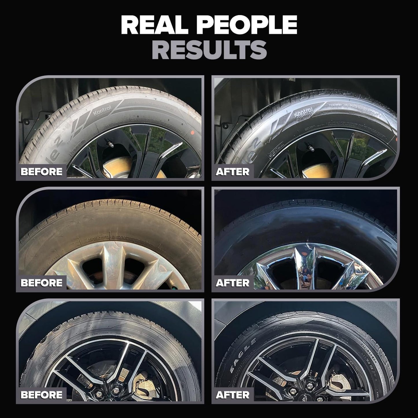 Carfidant Tire Shine Spray - Black Satin Finish - Premium Car Tire Dressing - Long Lasting - No Sling No Grease Formula with UV Protection - 18 fl. Oz with Applicator Pad