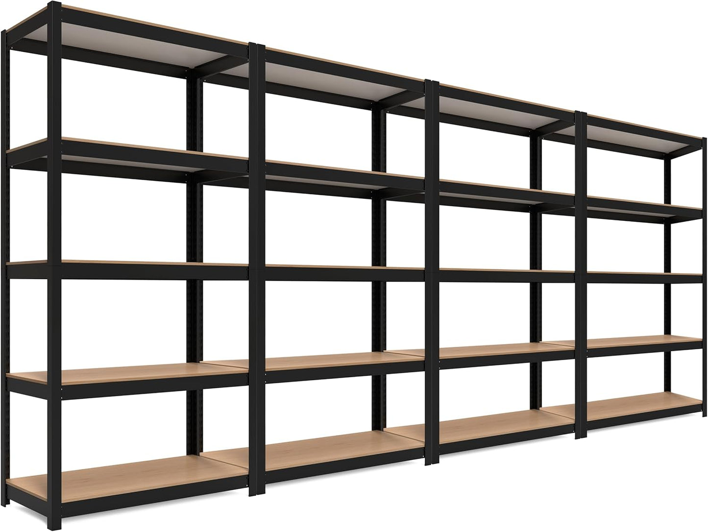 HOMEDANT House Black 5-Tier Laminated Metal Shelving Unit Adjustable Storage Utility Rack Heavy Duty Shelves Organization Shelf Kitchen Garage Pantry Closet 4Pack