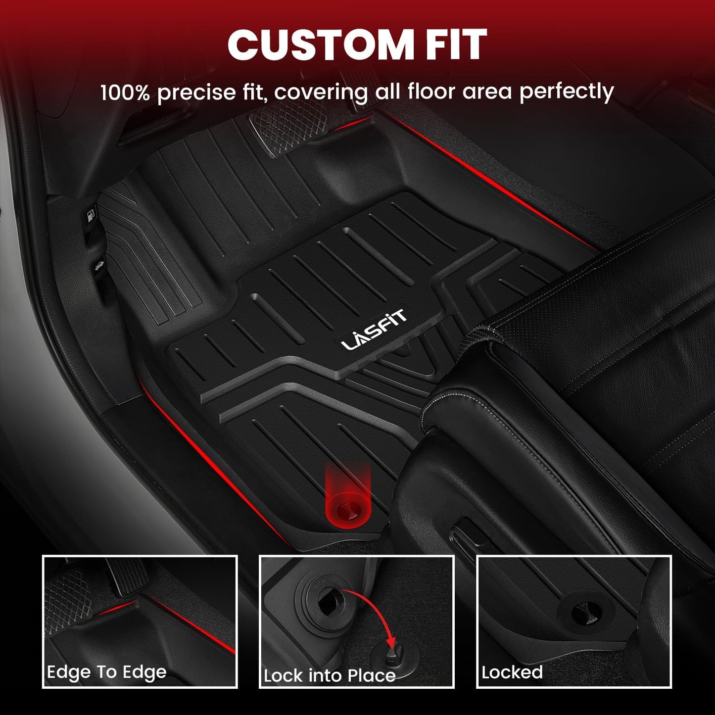 LASFIT Floor Mats & Trunk Mat (Highest Position) for Honda CR-V 2017-2022 (NOT for Hybrid), All Weather Protection TPE Floor Liners 1st & 2nd Row & Cargo Mat in Upper Position Full Set, Black