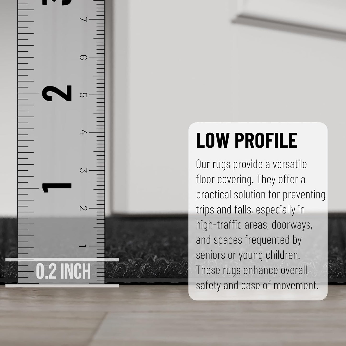 Ottomanson 2'7" x 34' Hallway Runner with Scraper Pile - Extra Durable Non-Slip Rug Mat for Indoor & Outdoor Use - Ideal for Kitchen, Entryway & Garage - High-Traffic Carpet, Black