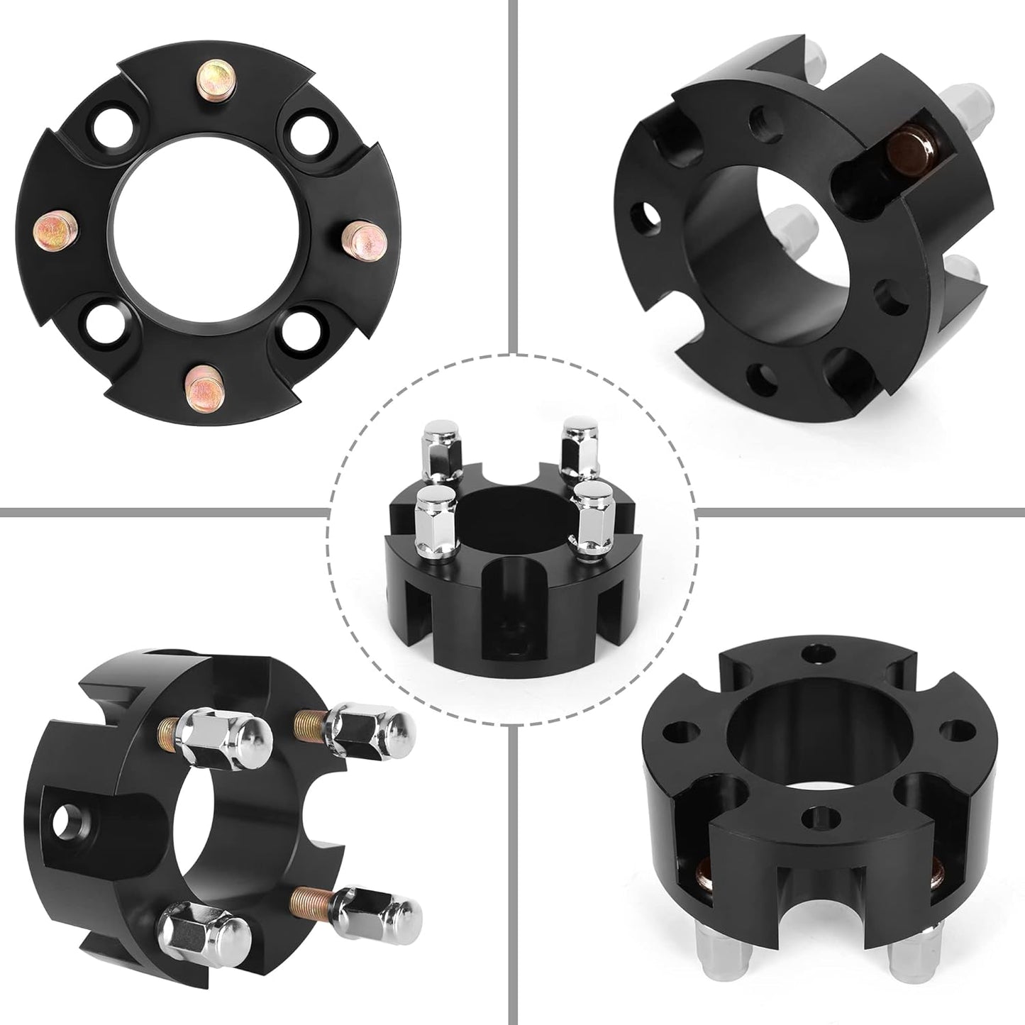 10L0L Golf Cart 2 inch Wheel Spacers for Yamaha, EZGO, Club Car (4x72mm Bolt Pattern, 68mm Hub Bore, 1/2-20 Studs) 4 Pack, Black