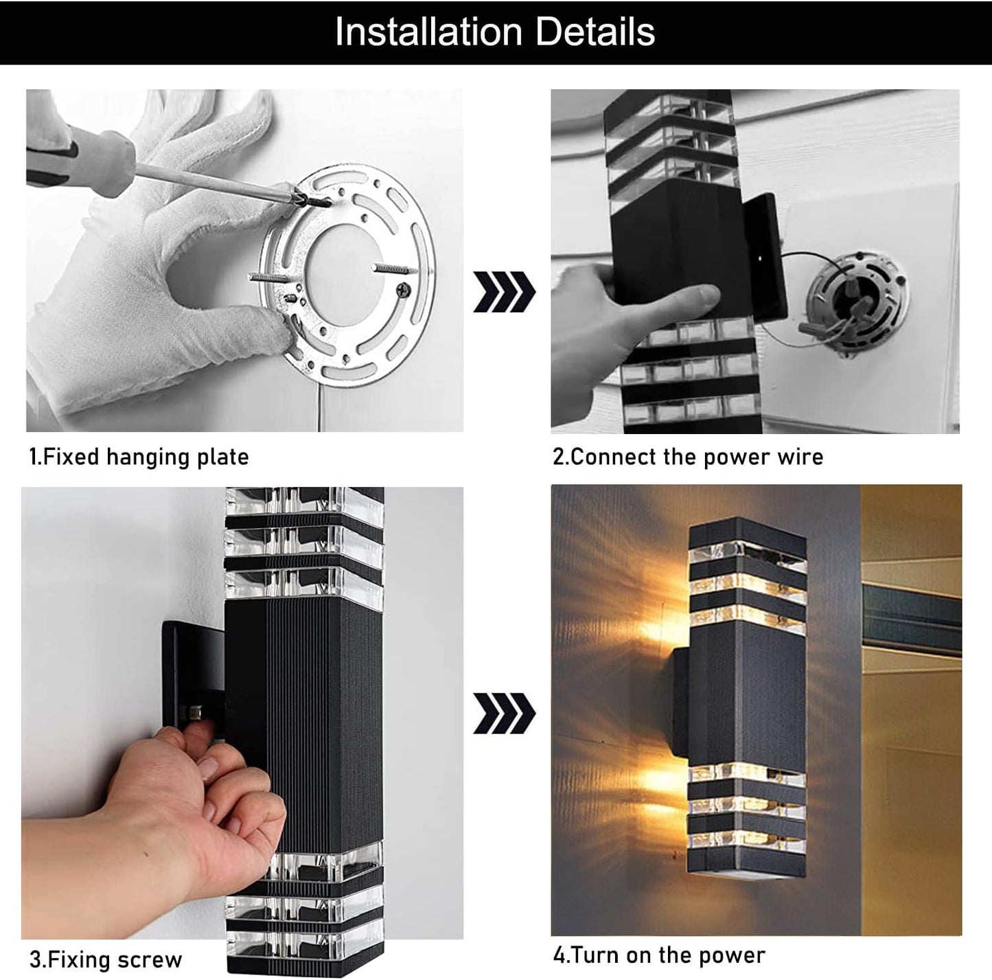 18inch LED Square Up & Down Wall Lights,24W Outdoor Wall Light 4000K Day White Aluminum Body Waterproof IP65 LED Exterior Light Fixtures Wall Mount for House Patio Garage Garden. (8 Pack)