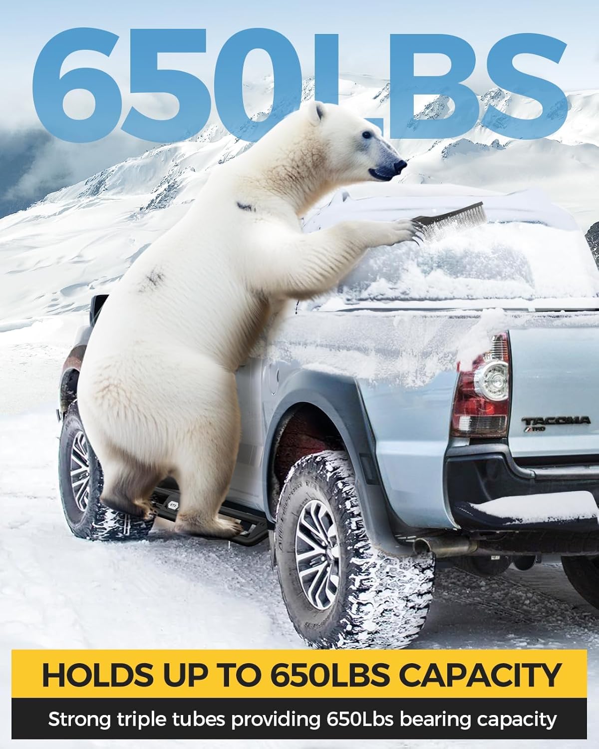 KYX Running Boards for 2005-2023 Toyota Tacoma Double Cab, Triple Tube Side Steps Two Stairs Design Car Door Nerf Bars Truck Boards Step Rails