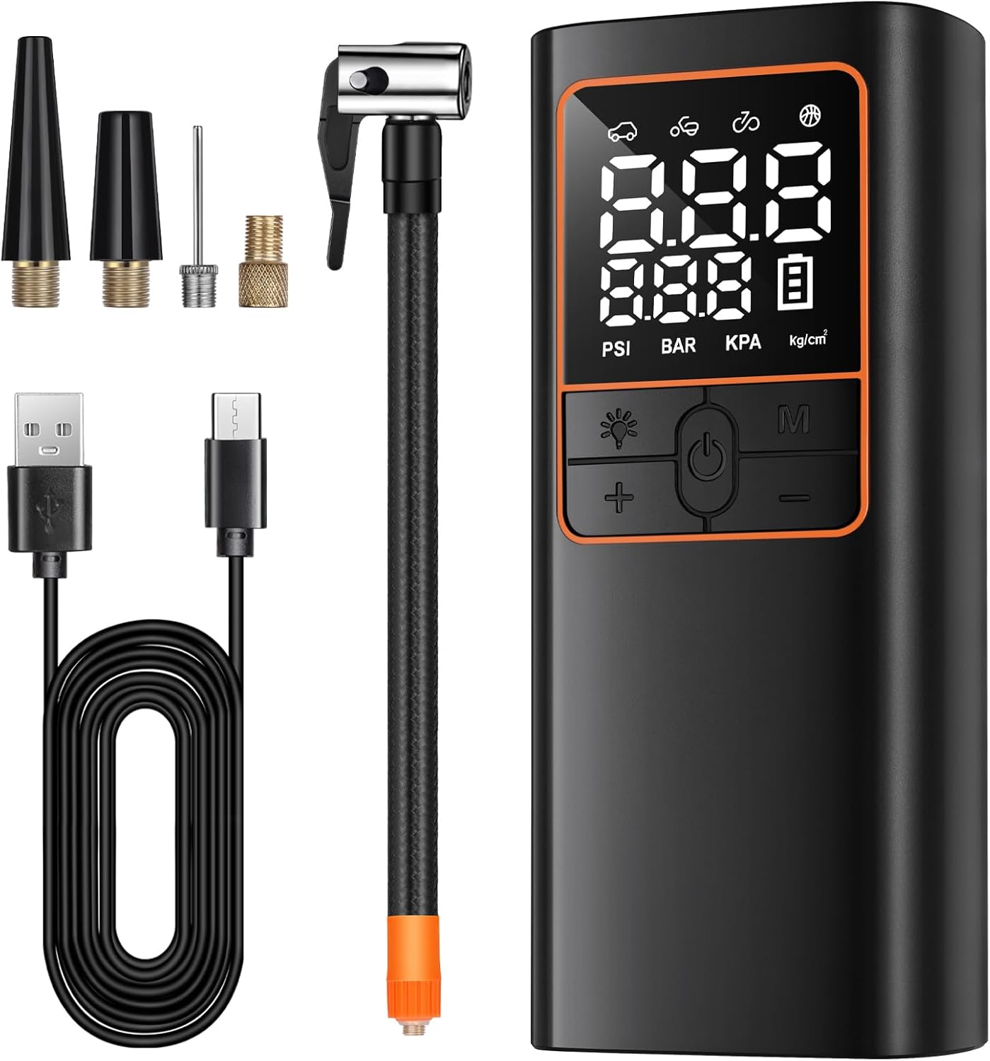 LAMONKE Tire Inflator Portable Air Compressor, 2X Faster Inflation Car Tire Pump Cordless, 150PSI Air Pump for Car Tires, Motorcycle, Bike, Ball, with Tire Gauge Pressure