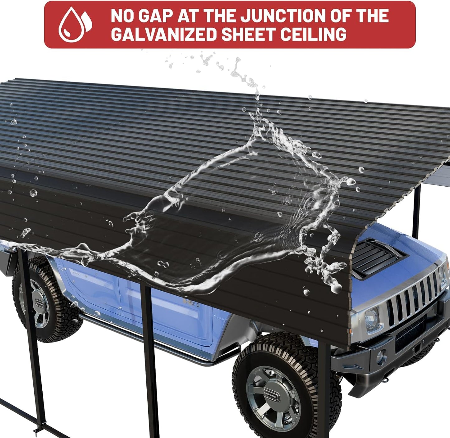 Metal Carport 13 x 20 FT with Heavy Duty Frame & Galvanized Steel Roof, Metal Car Garage, Sturdy Canopy Shelter for Car, Truck, Pickup, SUV, Tractor, and Boat