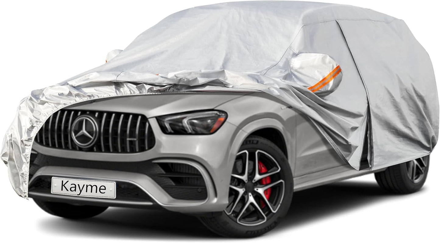 Kayme 6 Layers SUV Car Cover Custom Fit for Mercedes Benz GLE 350 450 (2015-2025) Waterproof All Weather for Automobiles, Outdoor Full Cover Rain Sun UV Protection.Silver